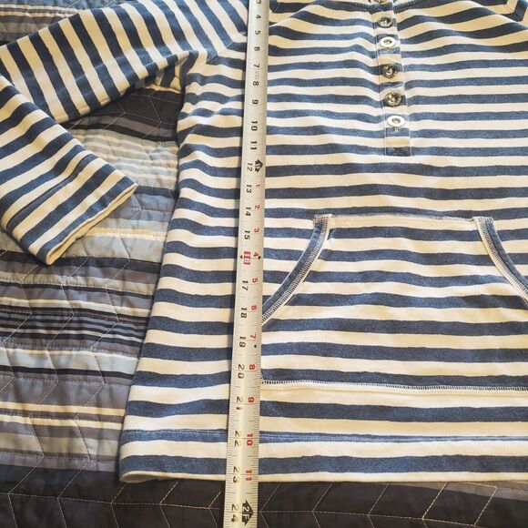 LILLY PULITZER Sz M (S) Captain Popover Navy/White Positano Stripe Gold Buttons - Picture 8 of 8